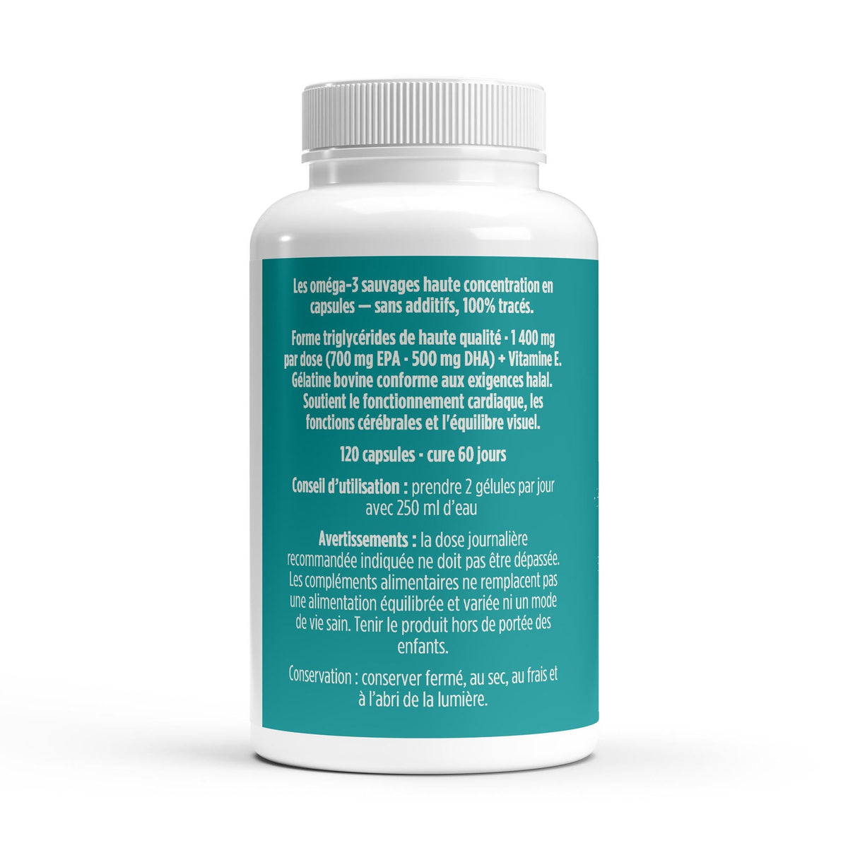 Capsules Omega 3 Max MoonRose (120 Softgels) — Huile de Poisson Sauvage Pure Forme Triglycérides (1400 mg) | 700 mg EPA & 500 mg DHA + Vitamine E | Cœur, Cerveau & Vision | Certifié Halal - MoonRose