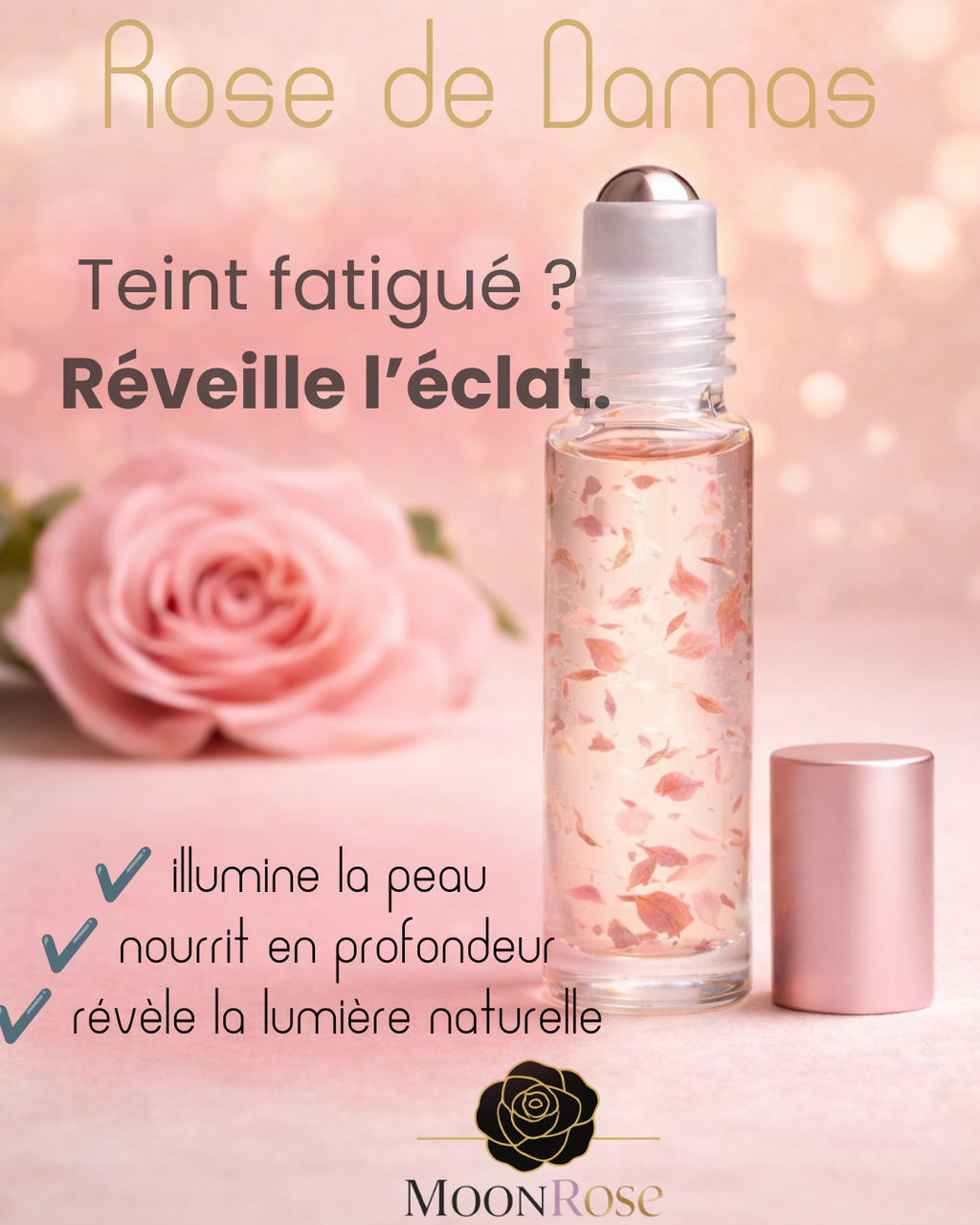 Roll-On Huile de Rose de Damas visage  – 10 ml