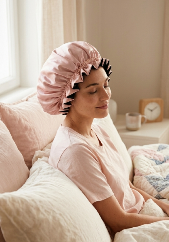 Bonnet de Nuit en Satin Premium — Protection & Soin Capillaire Nocturne