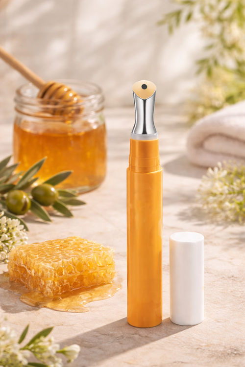 Baume à lèvres nourrissant MoonRose au miel, texture réparatrice et hydratante, visible dans l’image.