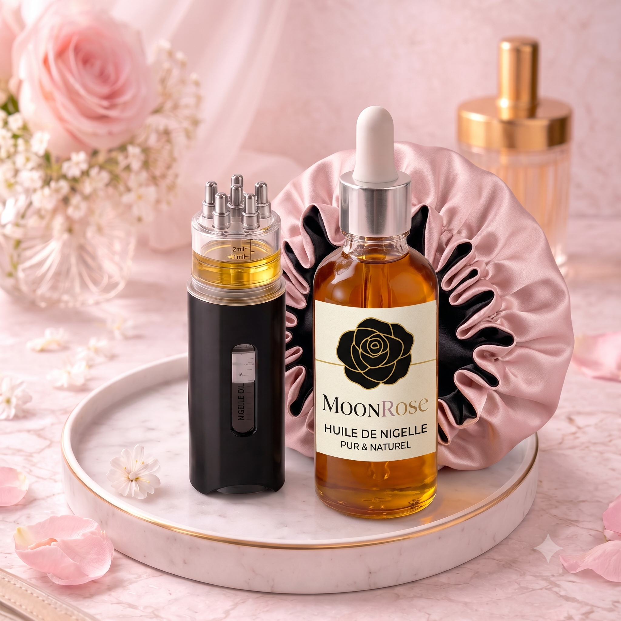 Cure Holistique « Éclat & Pousse » – Gummies In + Soin Out (Bonnet en Satin OFFERT)
