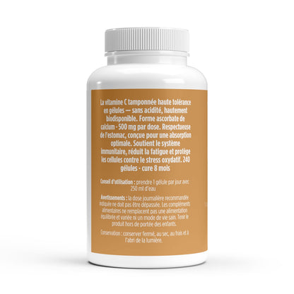 Ascorbate de Calcium – Vitamine C Tamponnée & Tolérance Gastrique (240 Gélules) - MoonRose