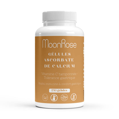 Ascorbate de Calcium – Vitamine C Tamponnée & Tolérance Gastrique (240 Gélules) - MoonRose
