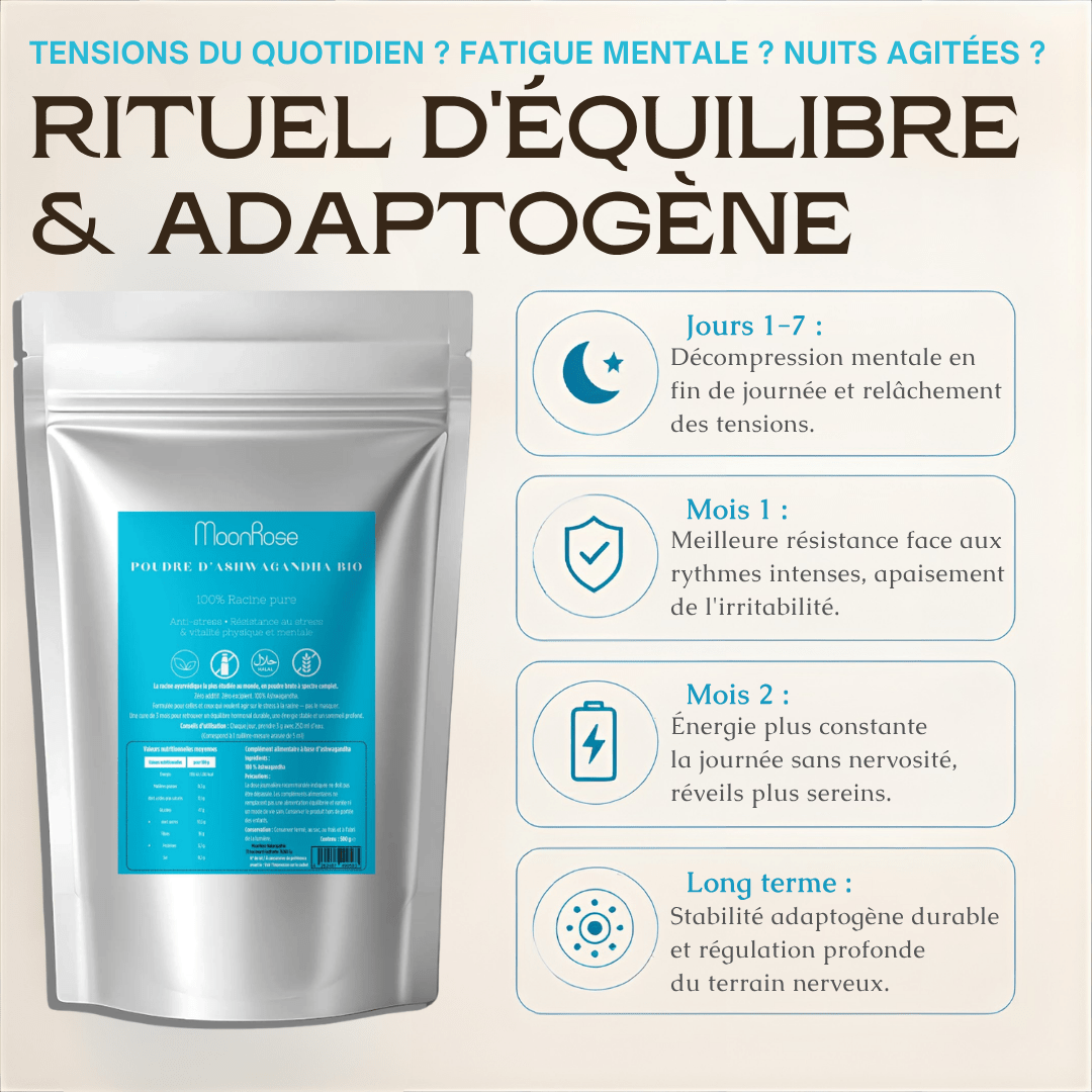 Ashwagandha Bio en Poudre — MoonRose (Sachet 500 g) - MoonRose