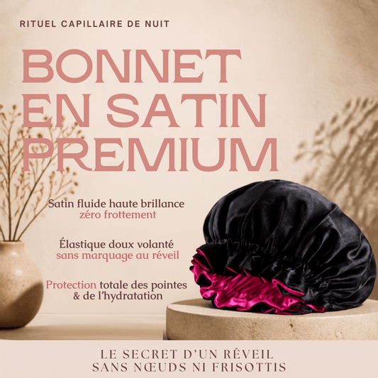 Bonnet de Nuit en Satin Premium Double Face MoonRose — Protection Capillaire Nocturne Anti-Casse, Anti-Frisottis & Maintien Hydratation - MoonRose