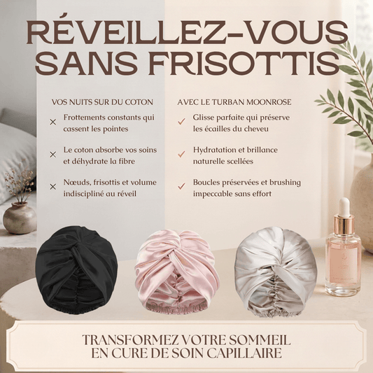 Bonnet en Soie de Mûrier Pure 19 Mommes — Turban de Nuit Double Couche Anti-Frisottis & Protection Capillaire Luxe - MoonRose