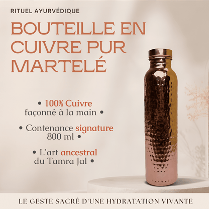 Bouteille en Cuivre Pur Martelé (800ml) — Rituel d’Hydratation Ayurvédique & Bien-Être Holistique - MoonRose