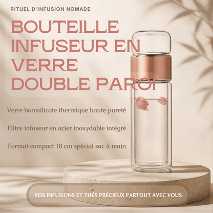 Bouteille Infuseur en Verre Borosilicate (Double Paroi) — Flacon Nomade Thé & Eaux Florales - MoonRose
