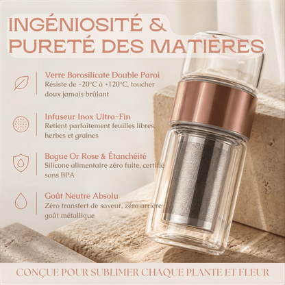 Bouteille Infuseur en Verre Borosilicate (Double Paroi) — Flacon Nomade Thé & Eaux Florales - MoonRose