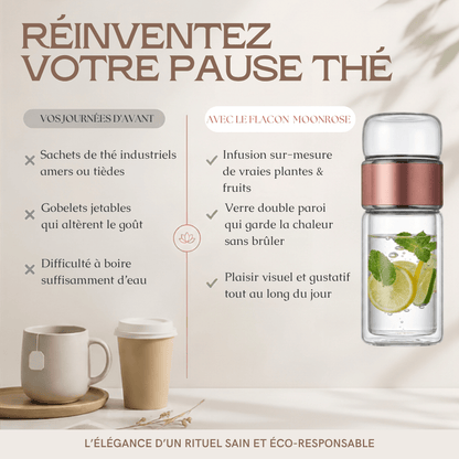 Bouteille Infuseur en Verre Borosilicate (Double Paroi) — Flacon Nomade Thé & Eaux Florales - MoonRose