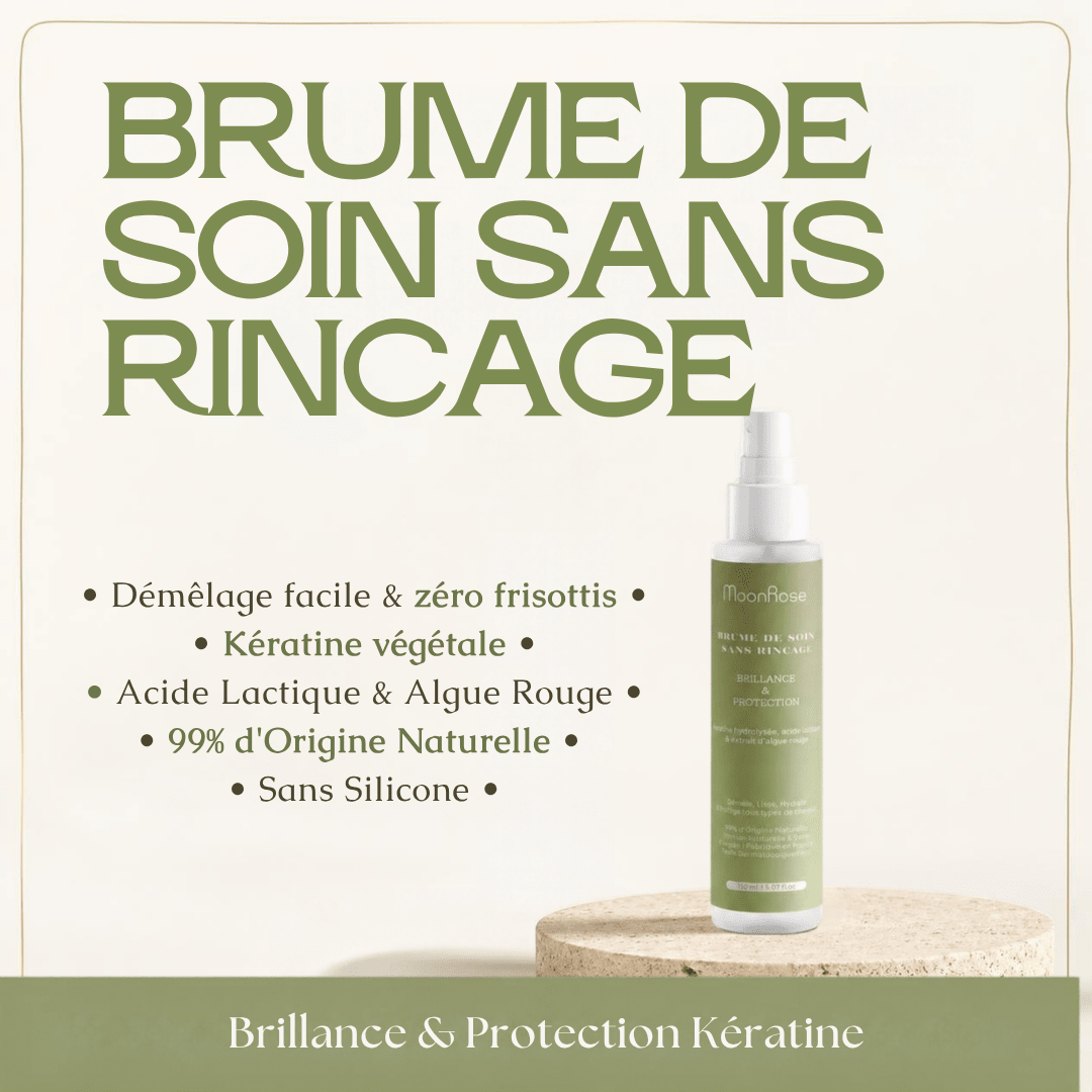 Brume Capillaire Brillance Keratine Sans Rincage 150 ml - Soin Demelant Eclat & Anti-Frisottis Naturel - MoonRose