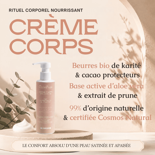 Crème Corps Onctueuse (200 ml) — Soin Nourrissant & Apaisant Bio | Karité, Cacao, Aloe Vera & Extrait de Prune | Cosmos Natural - MoonRose