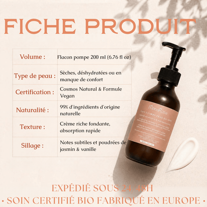 Crème Corps Onctueuse MoonRose (200 ml) — Soin Nourrissant & Apaisant Bio | Karité, Cacao, Aloe Vera & Extrait de Prune | Cosmos Natural - MoonRose