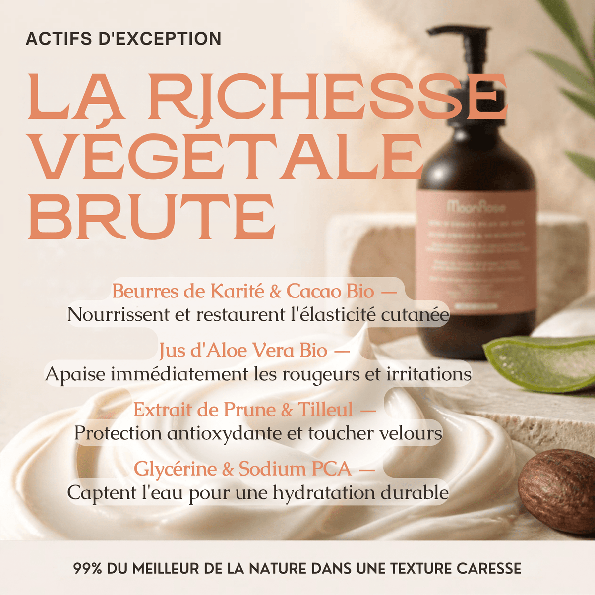 Crème Corps Onctueuse MoonRose (200 ml) — Soin Nourrissant & Apaisant Bio | Karité, Cacao, Aloe Vera & Extrait de Prune | Cosmos Natural - MoonRose