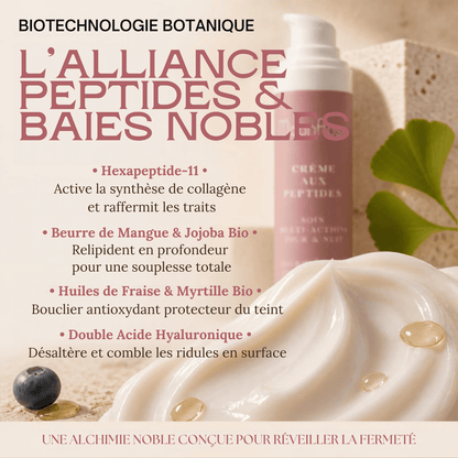 Crème Visage aux Peptides MoonRose (50 ml) — Soin Multi-Actions Jour & Nuit | Hexapeptide-11, Acide Hyaluronique, Beurre de Mangue & Huile de Myrtille | Cosmos Natural - MoonRose