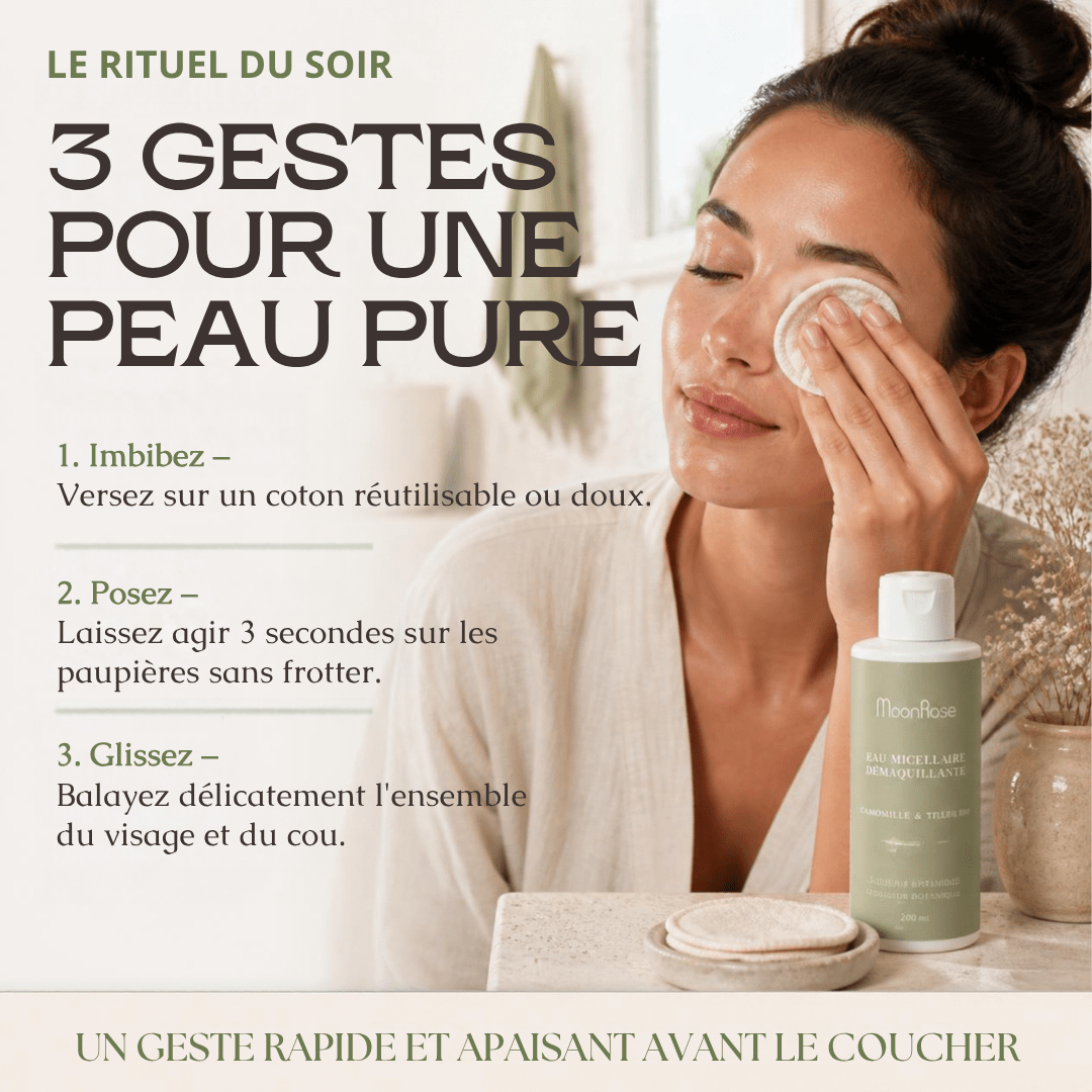 Eau Micellaire Démaquillante MoonRose (200 ml) — Purifiante & Apaisante | Aloe Vera Bio, Acide Hyaluronique, Camomille & Tilleul | Cosmos Natural - MoonRose