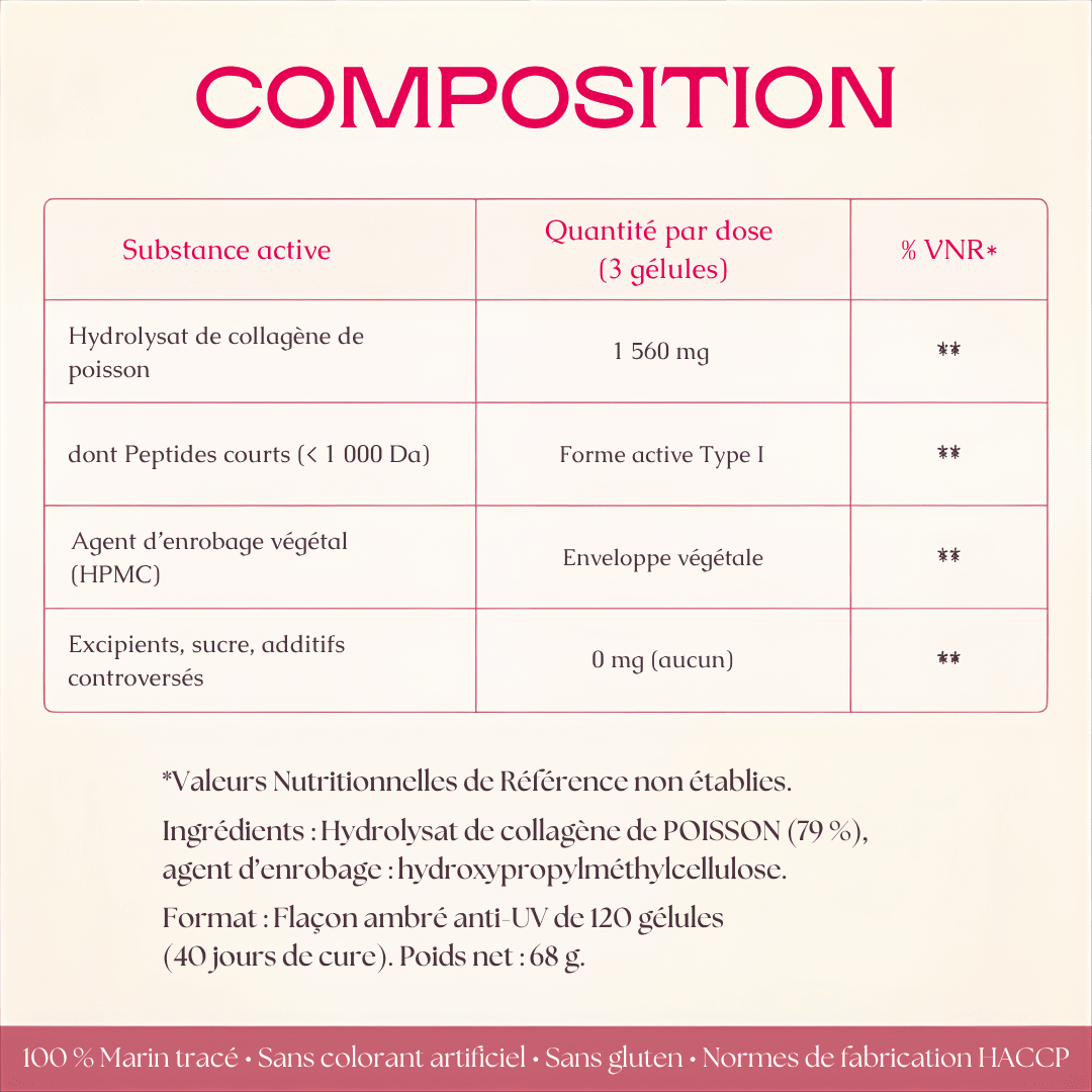 Gélules Collagène Marin Pur - 1 560 mg par prise quotidienne - MoonRose