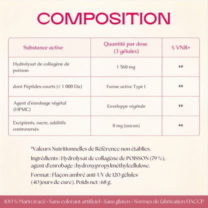 Gélules Collagène Marin Pur - 1 560 mg par prise quotidienne - MoonRose