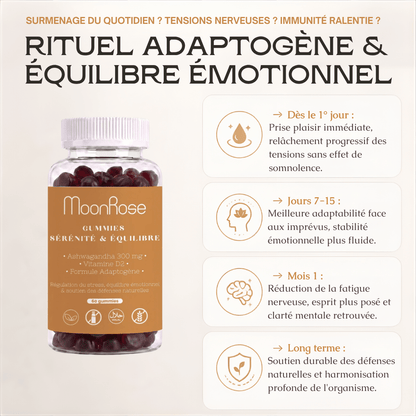 Gummies Sérénité & Équilibre Ashwagandha 300 mg & Vitamine D2 – 60 Gummies - MoonRose