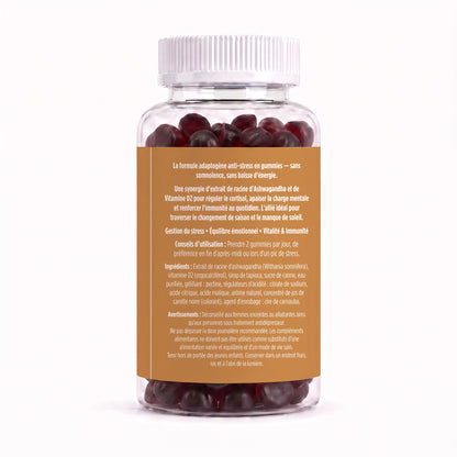 Gummies Sérénité & Équilibre – Ashwagandha 300 mg & Vitamine D2 – 60 Gummies