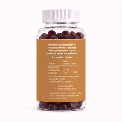 Gummies Sérénité & Équilibre – Ashwagandha 300 mg & Vitamine D2 – 60 Gummies