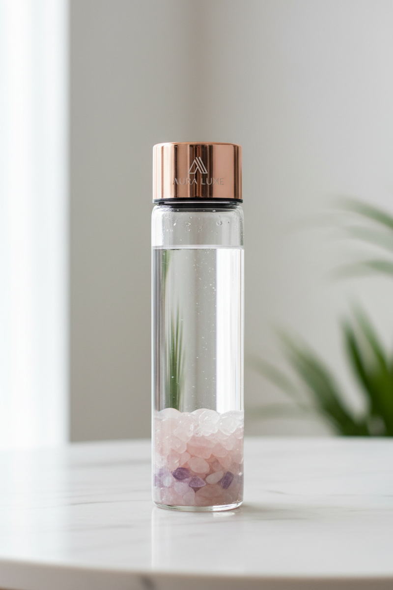 Bouteille Cristal Harmonie — Éclats de Quartz & Améthyste | Rituel Bien-être