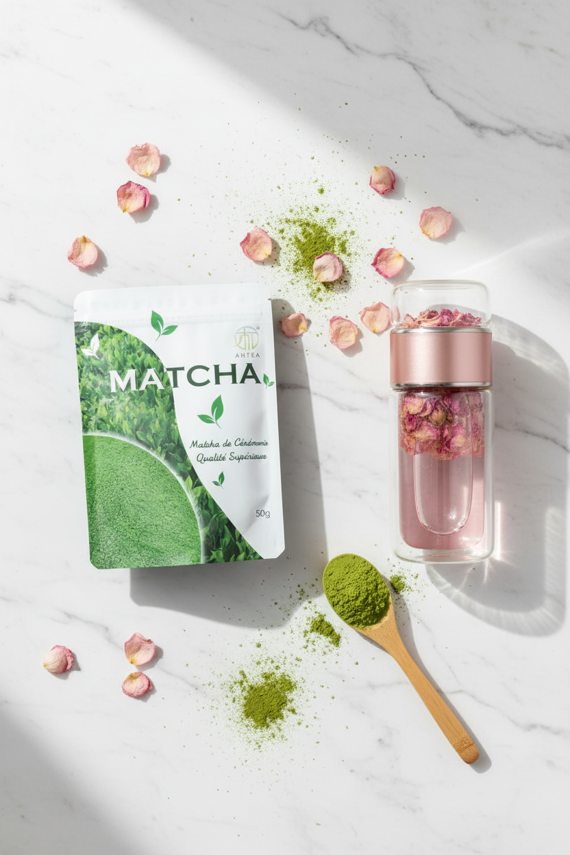 Kit Énergie Matcha — Bouteille Infuseur + Poudre de Matcha