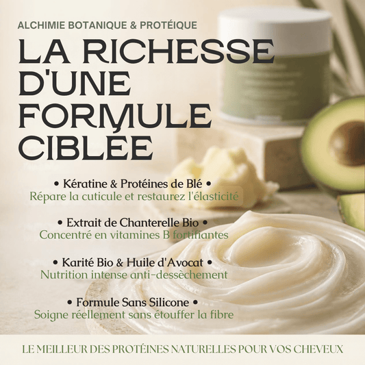 Masque Réparateur Intensif à la Kératine MoonRose (200 ml) — Soin Démêlant & Fortifiant Fibre | Protéines de Blé, Karité Bio, Huile d'Avocat & Extrait de Chanterelle | Cosmos Natural - MoonRose