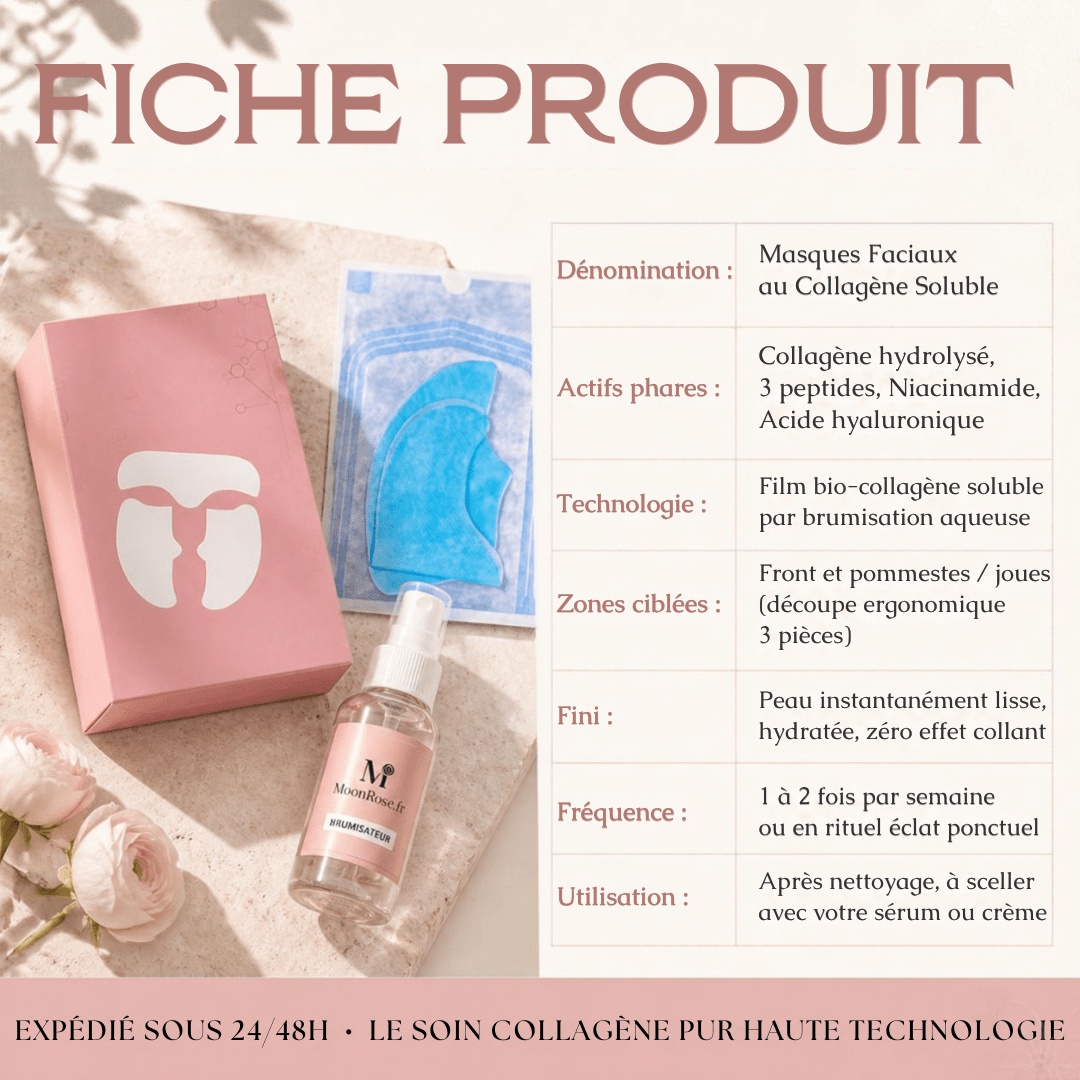 Masques Faciaux au Collagène Soluble — Technologie Bio-Collagen Anti-Âge - MoonRose