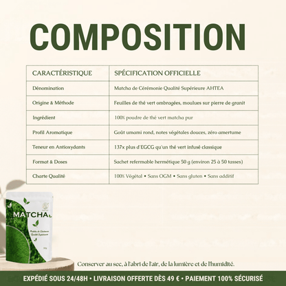 Matcha Cérémonie Premium AHTEA — Énergie Douce & Concentration | 50g - MoonRose
