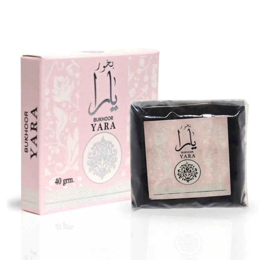 Encens Bakhour Yara de 40 g de la marque MoonRose, parfumé et aromatique, dans un emballage élégant.