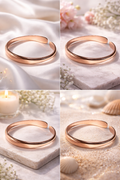 Bracelet ajustable pour femme en cuivre naturel de la marque MoonRose, avec un design élégant et fin.