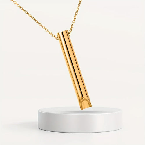 Collier anti-stress MoonRose doré avec guide de respiration pour réduire le stress et favoriser la relaxation.