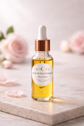 Huile essentielle de rose de Damas pour le visage, 20 ml, par MoonRose, flacon en verre avec compte-gouttes.