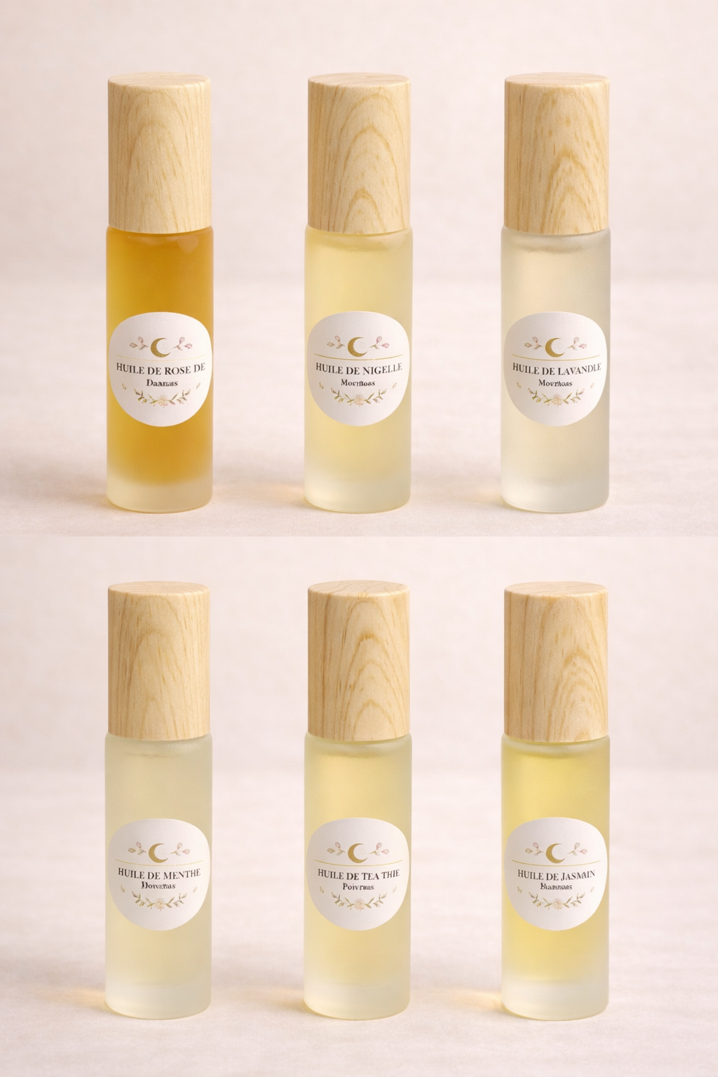 Roll-on huile essentielle de jasmin MoonRose, flacon de 10 ml avec application pratique pour parfum naturel et relaxant.