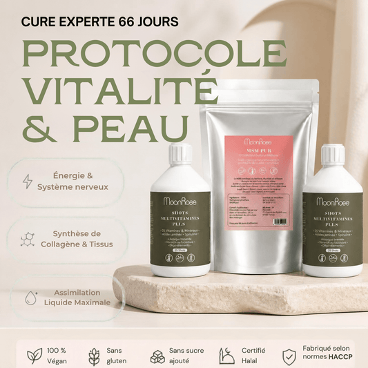 Pack Protocole Intensif 2 Mois — MSM Pur (500 g) + 2x Shots Multivitamines Plus+ (2 × 500 ml) - MoonRose