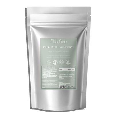 Poudre de L-Glutamine Pure MoonRose (500 g) — Confort Intestinal, Perméabilité Digestive & Récupération Musculaire | 100 % Végétale Sans Additifs | Cure 100 Jours | Certifié Halal - MoonRose