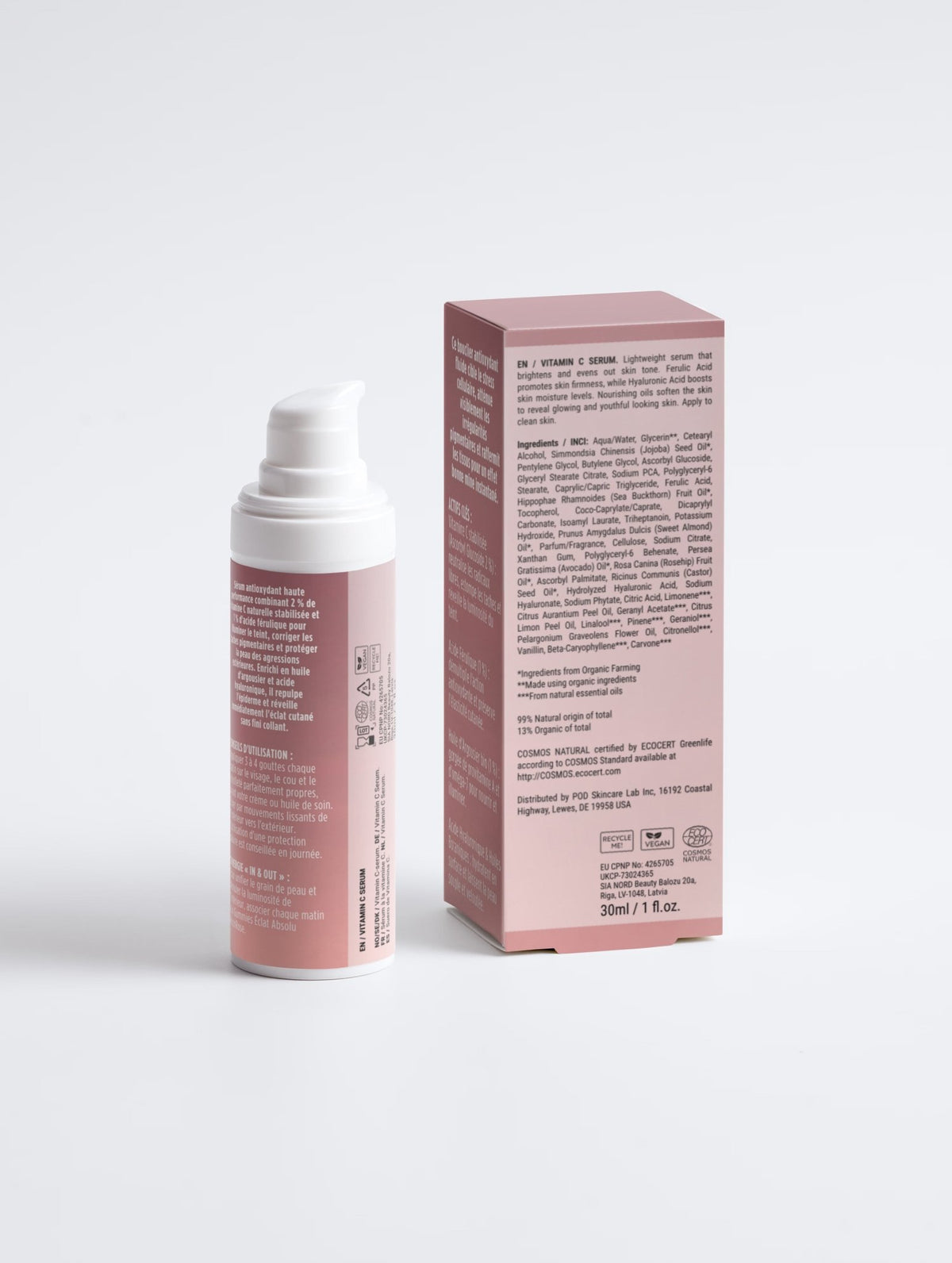 Sérum Booster Éclat (30 ml) — Vitamine C 2 %, Acide Férulique 1 %, Argousier Bio Acide Hyaluronique | Teint Lumineux & Unifié