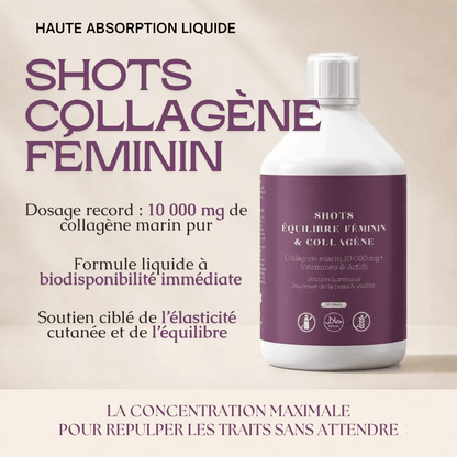 SHOTS ÉQUILIBRE FÉMININ & COLLAGÈNE 10 000 MG — Cure Anti-Âge Liquide| 500ml - MoonRose