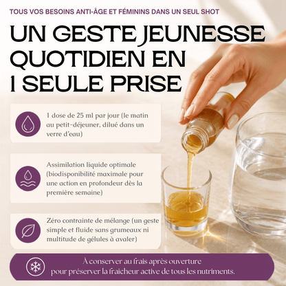SHOTS ÉQUILIBRE FÉMININ & COLLAGÈNE 10 000 MG — Cure Anti-Âge Liquide| 500ml - MoonRose