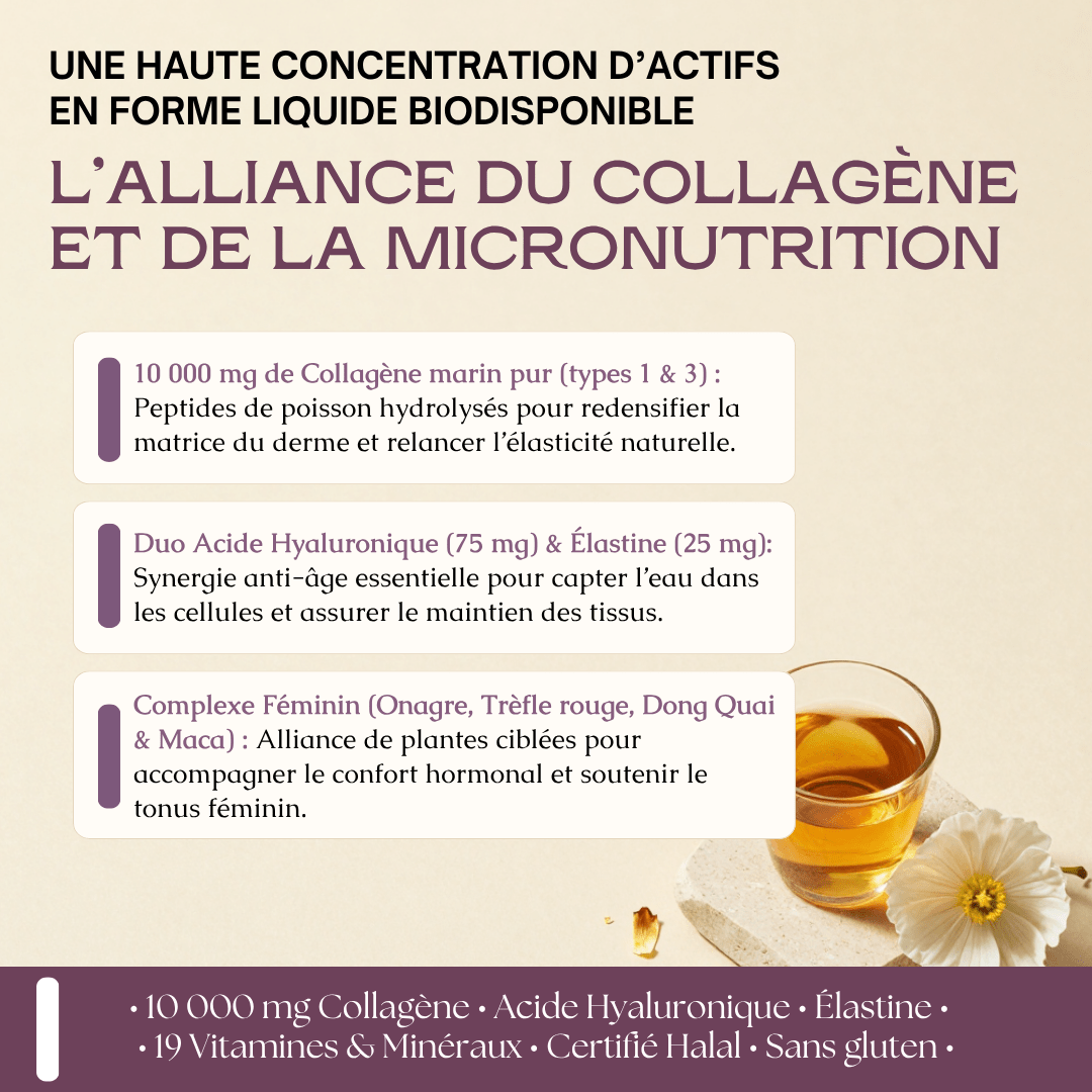 SHOTS ÉQUILIBRE FÉMININ & COLLAGÈNE 10 000 MG — Cure Anti-Âge Liquide| 500ml - MoonRose