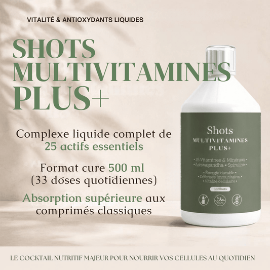 SHOTS MULTIVITAMINES PLUS+ — LIQUIDE HAUTE ABSORPTION (500 ML - 33 DOSES) - MoonRose