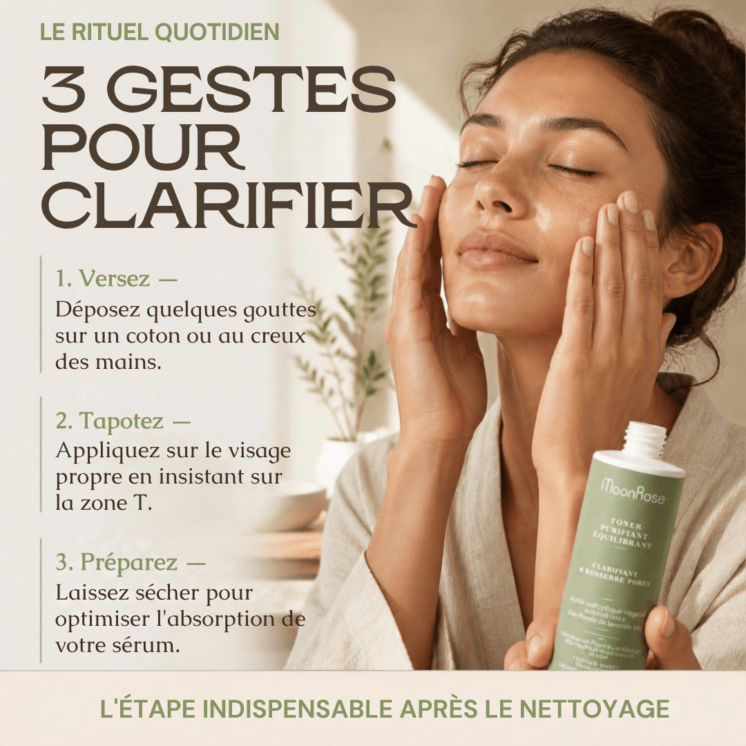Toner Purifiant Équilibrant (200 ml) — Lotion Clarifiante & Resserre Pores | Acide Salicylique Végétal, Lavande Bio & Concombre | Cosmos Natural - MoonRose